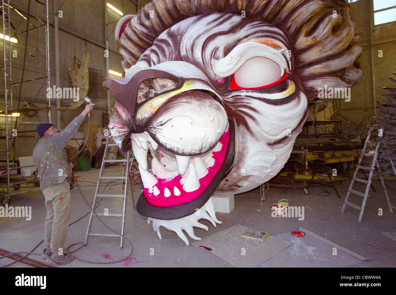La Cittadella del Carnevale,preparazione al carnevale di Viareggio, Italia Foto Stock