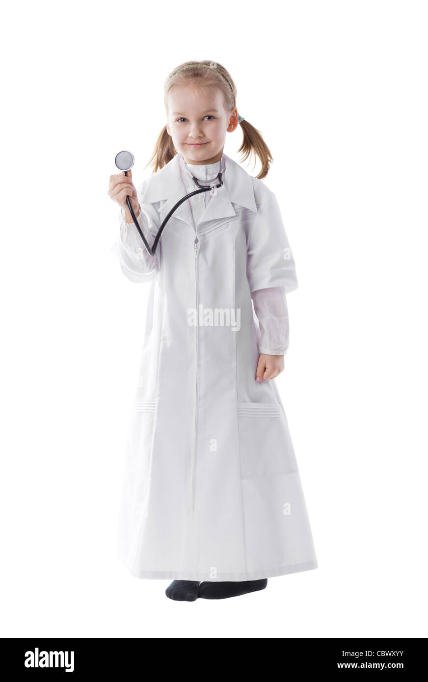 Bambina come un medico Foto Stock