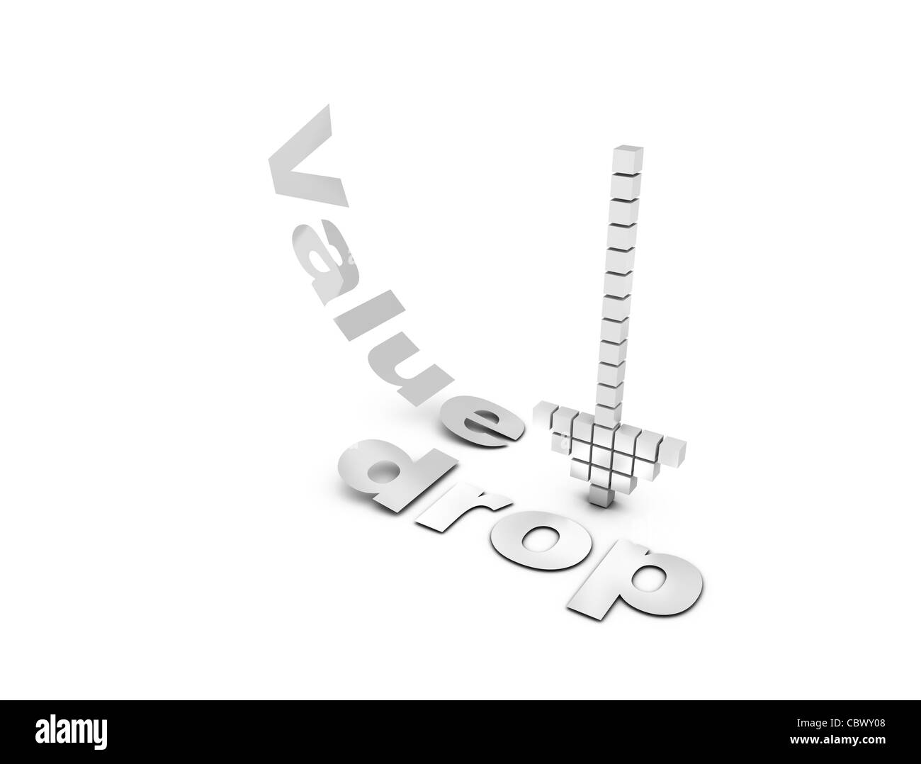 Concetto creativo 3d rendering valore drop, isolato su bianco. Foto Stock