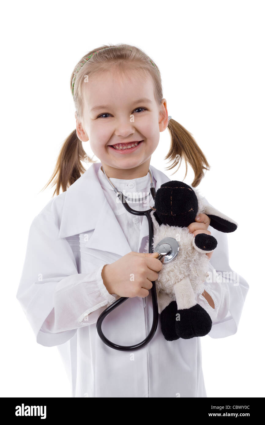 Bambina come un medico Foto Stock