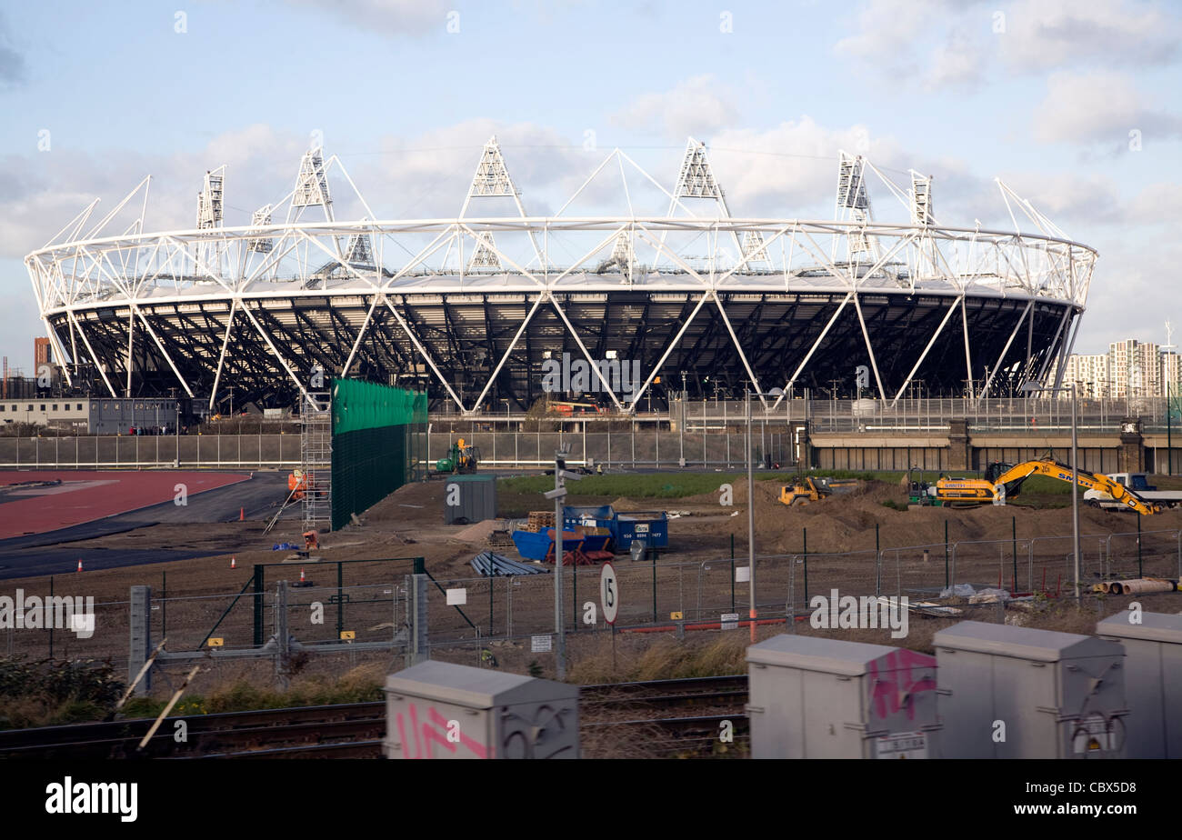 2012 Londra stadio Olimpico in costruzione nel dicembre 2011, Inghilterra Foto Stock