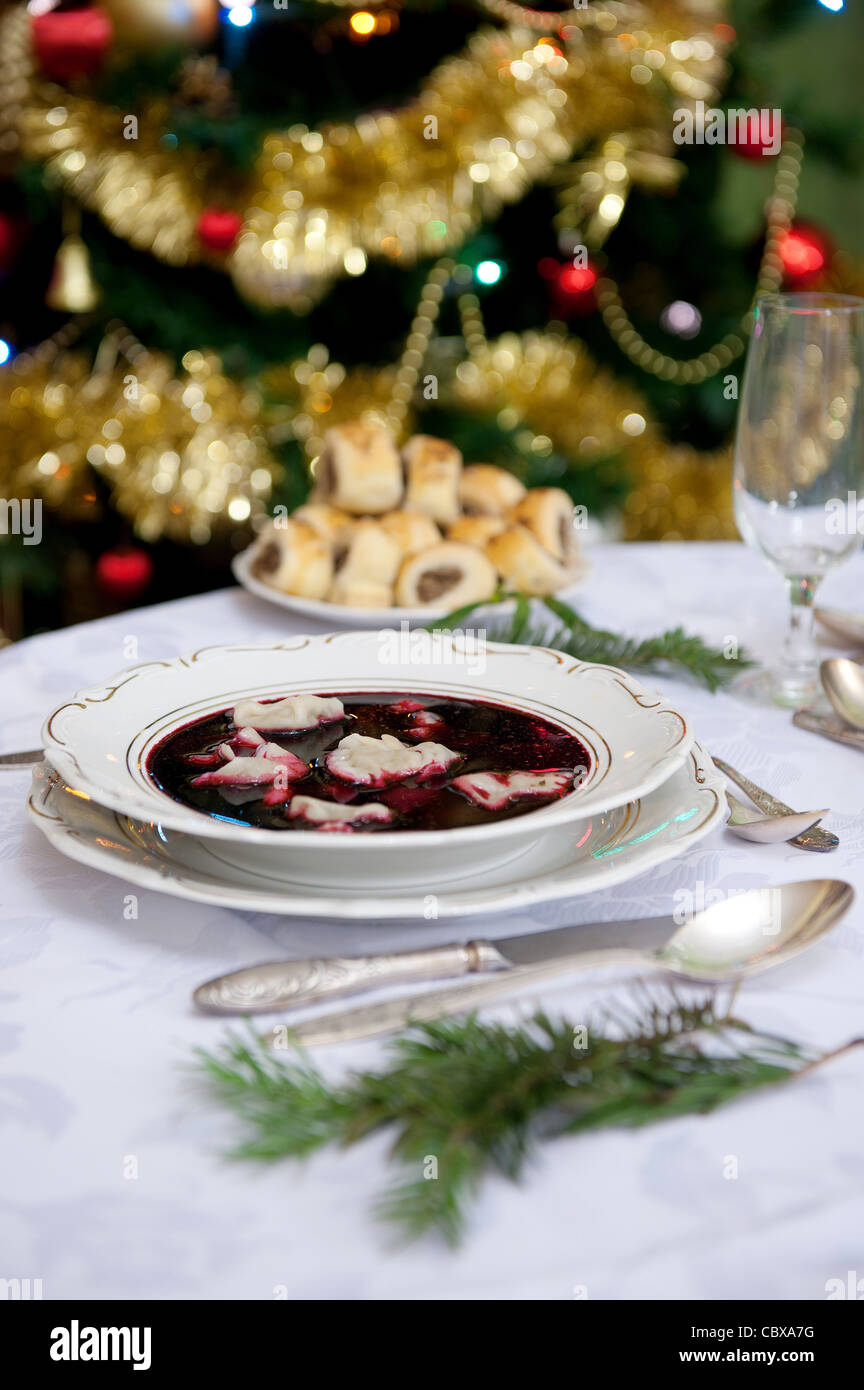 Polacca tradizionale cena di Natale zuppa Foto Stock