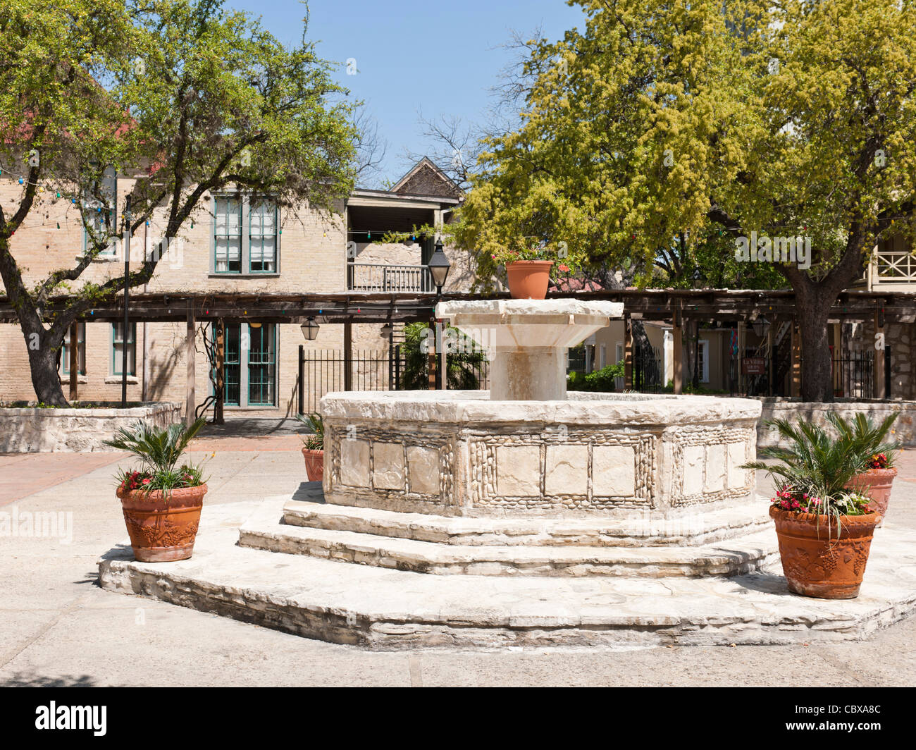 La Villita fontana, San Antonio Foto Stock