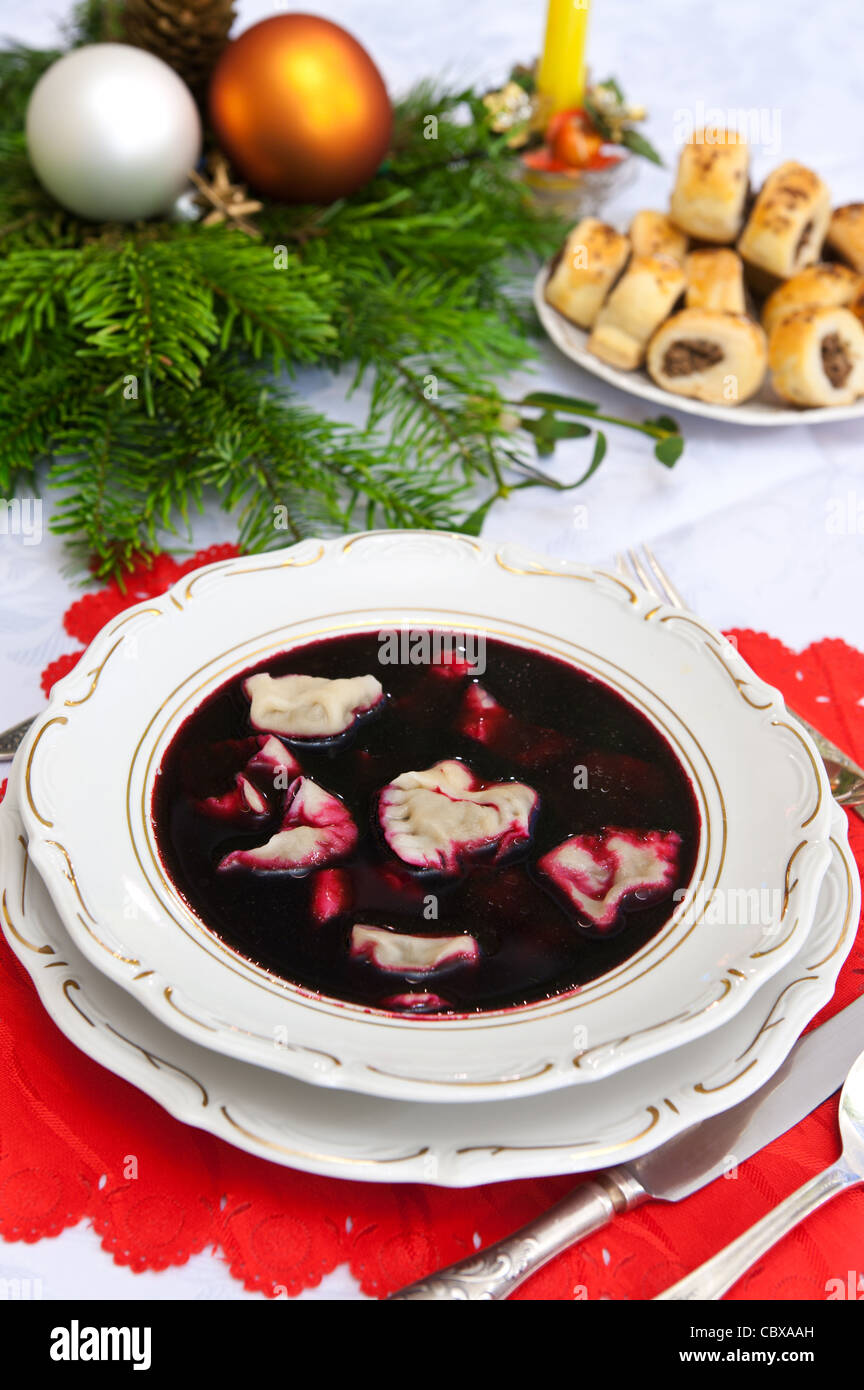 Polacca tradizionale cena di Natale zuppa Foto Stock