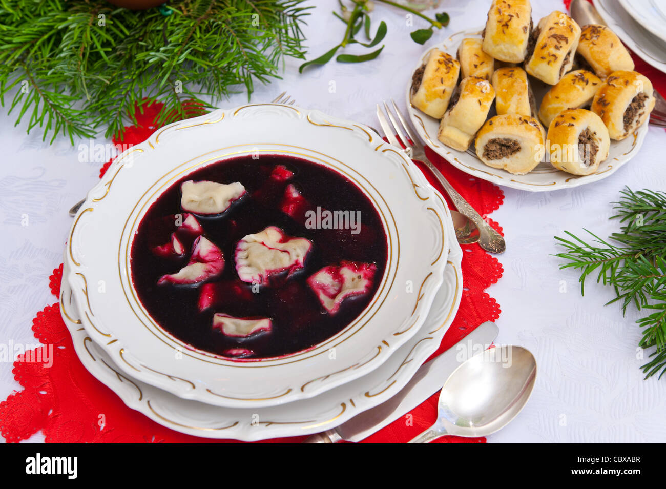 Polacca tradizionale cena di Natale zuppa Foto Stock