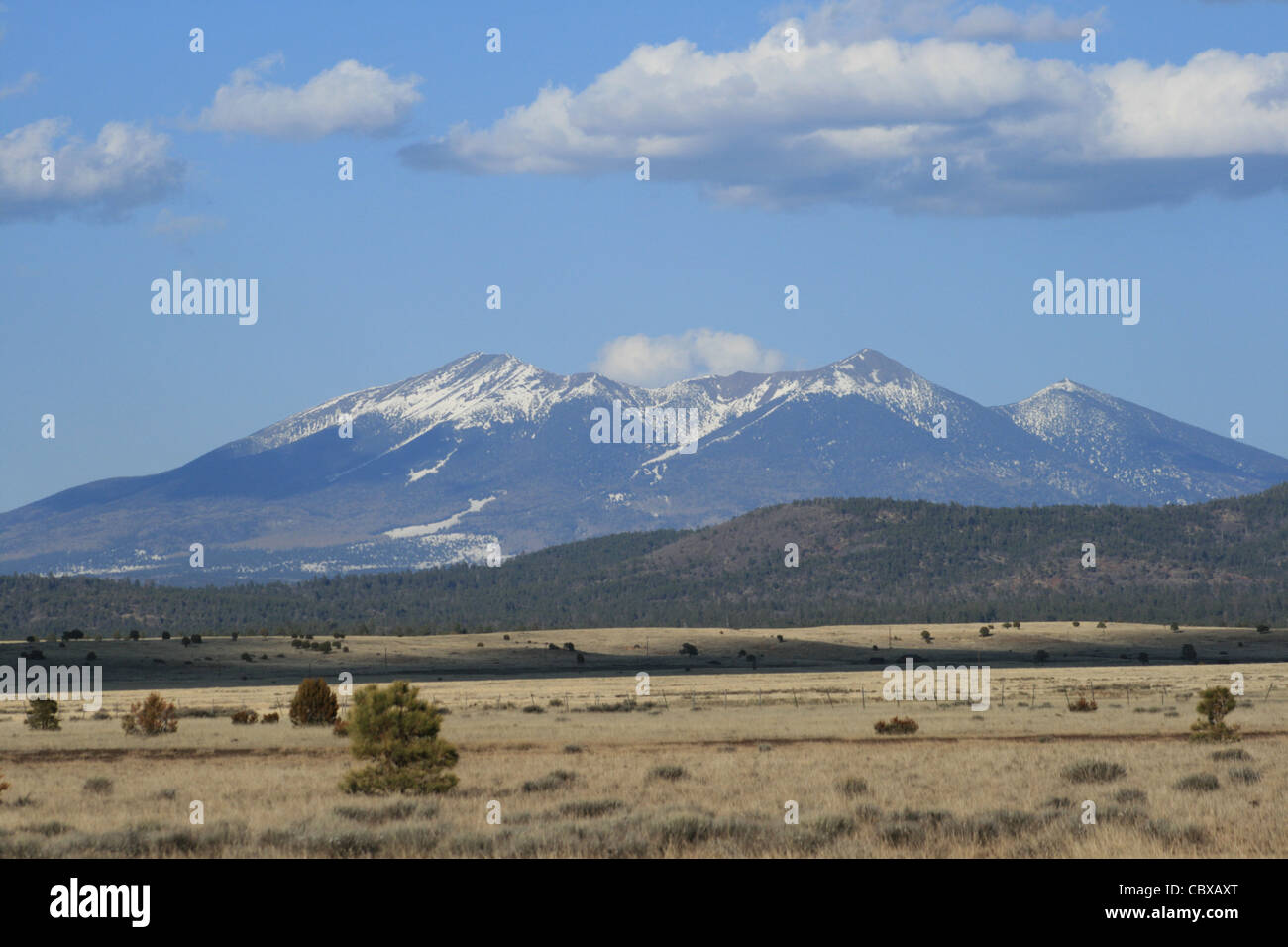 Il San Francisco Peaks in Northern Arizona da ovest, il punto più alto dello stato Foto Stock