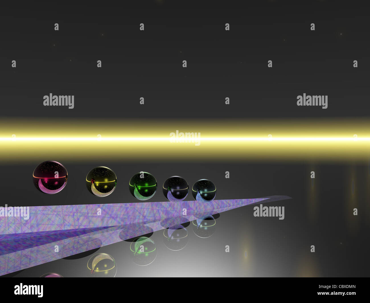 CGI di coloratissime palle contro un sfondo astratto Foto Stock