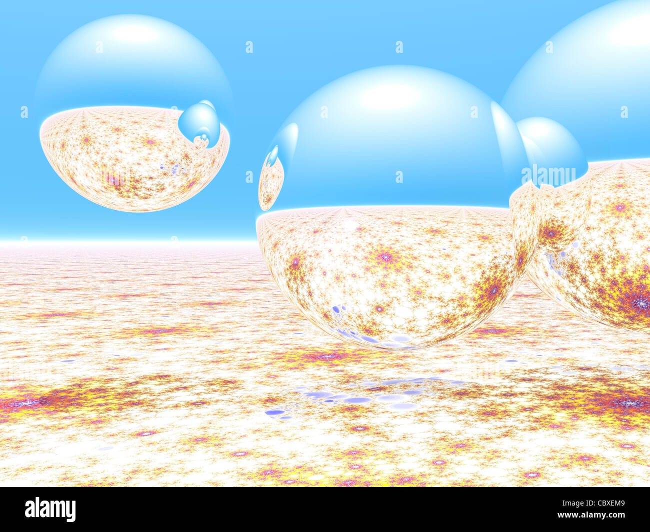 Un rendering basato su frattali e sfere Foto Stock