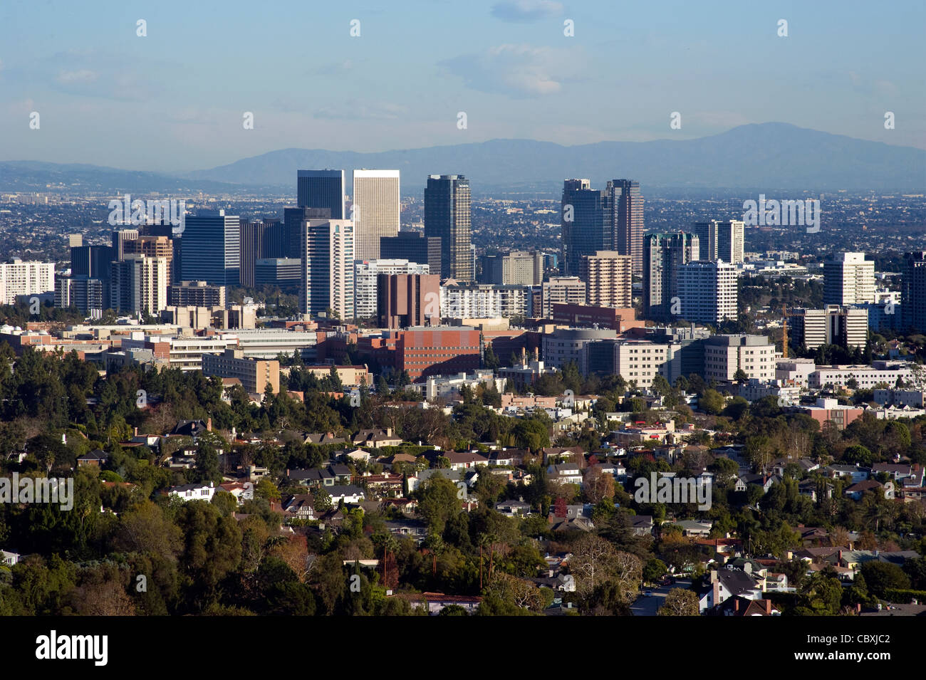 Vista del secolo la città dal Getty Center di Los Angeles, CA Foto Stock
