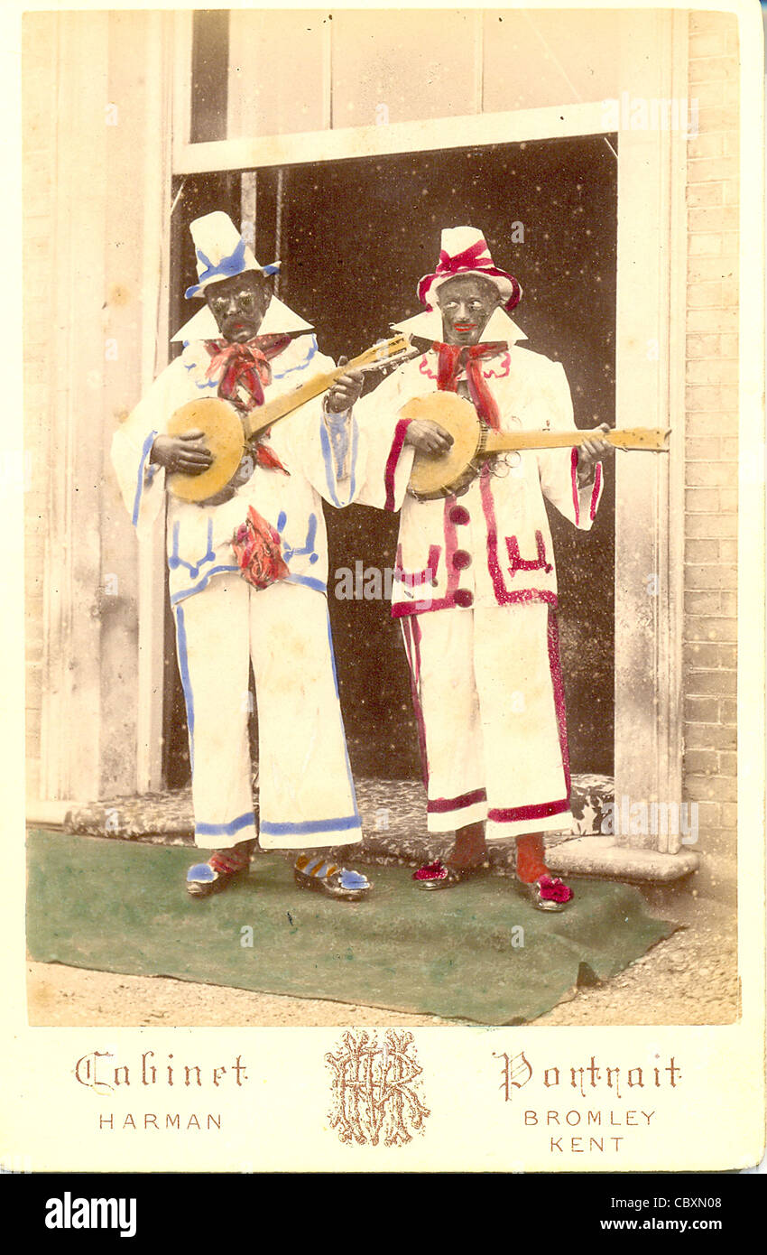 Armadio fotografia di due oscurati-up minstrels Foto Stock
