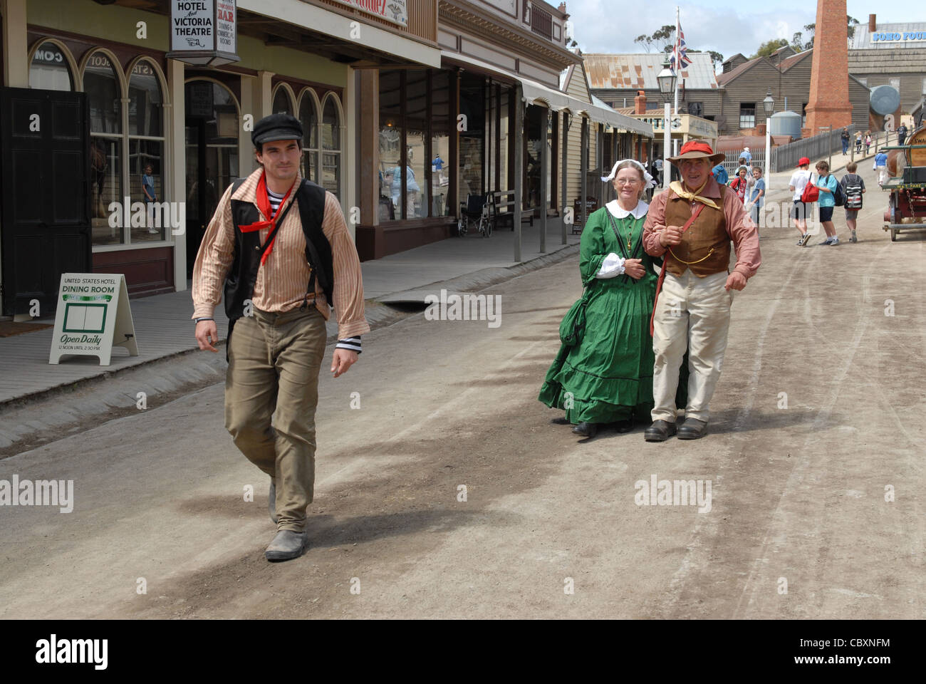 Uno di Australia le attrazioni più popolari è animata della gold rush open-air museum di Sovereign Hill in Ballarat, Victoria Foto Stock