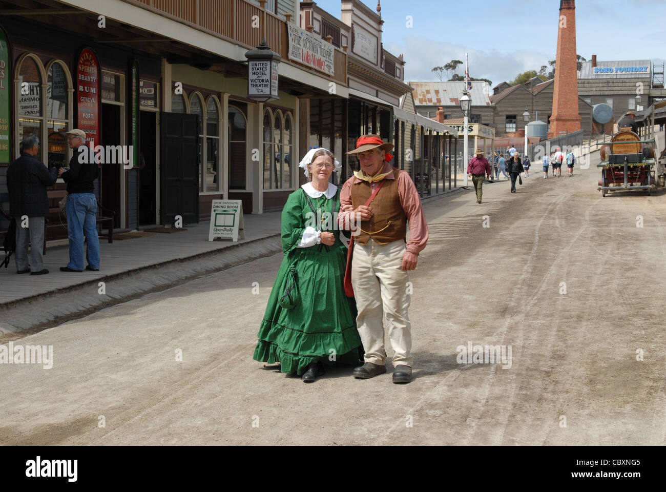 Uno di Australia le attrazioni più popolari è animata della gold rush open-air museum di Sovereign Hill in Ballarat, Victoria Foto Stock