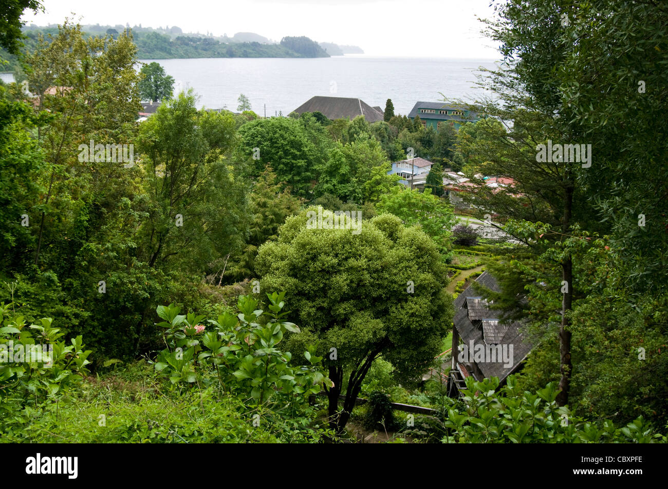 Il Cile. Casa Tradizionale in Frutillar. Distretto dei Laghi. Patrimonio tedesco. Foto Stock