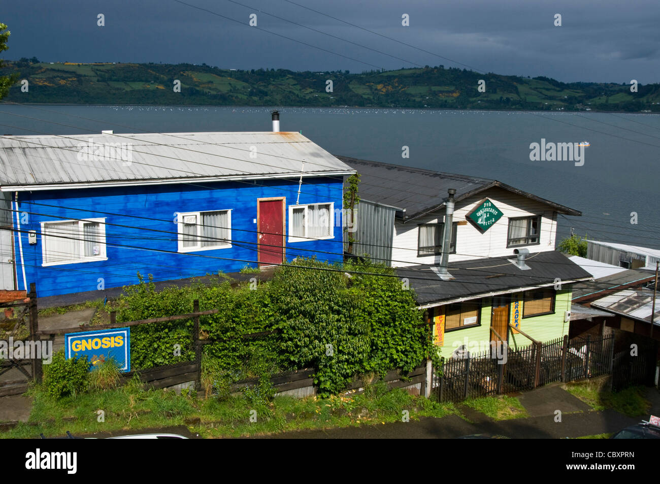 Il Cile. Isola di Chiloe. Castro città. Foto Stock