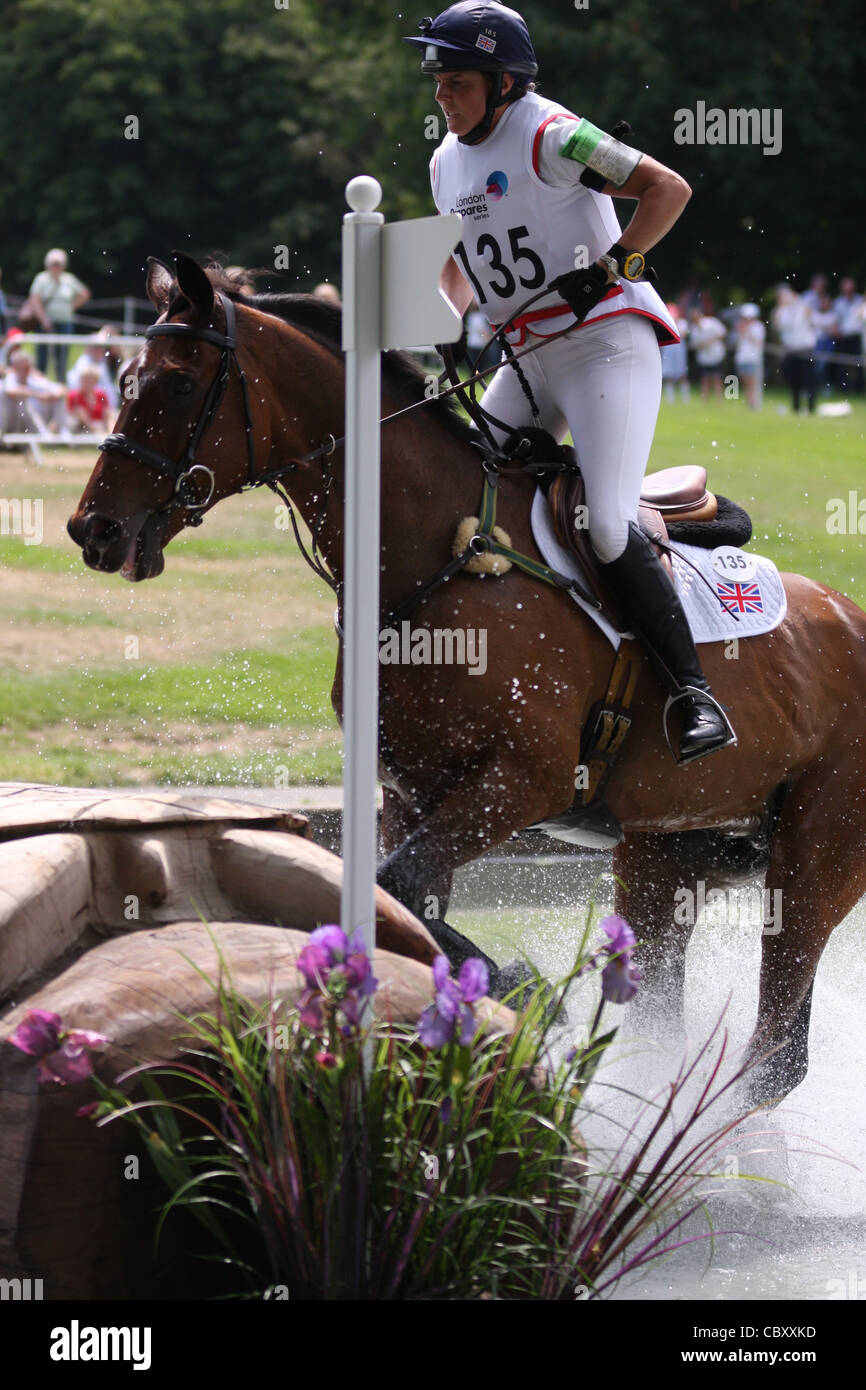 Piggy francesi durante il cross country parte dell'evento equestre nel parco di Greenwich. Foto Stock Piggy francesi durante il cross country parte dell'evento equestre nel parco di Greenwich. Foto Stock