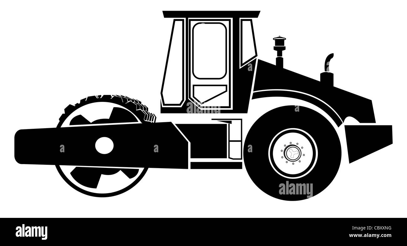 Strada nero rullo contro uno sfondo bianco. Vista laterale. Foto Stock