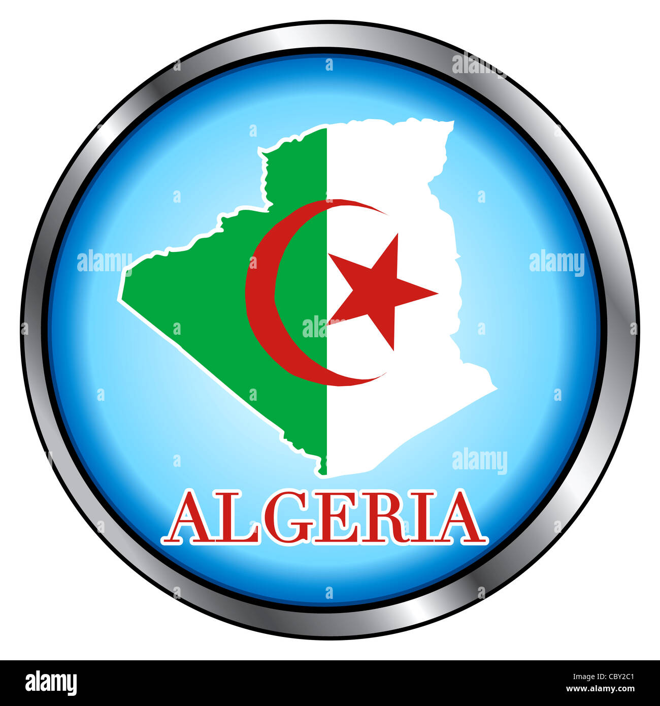 Illustrazione Vettoriale per Algeria, tasto rotondo. Foto Stock