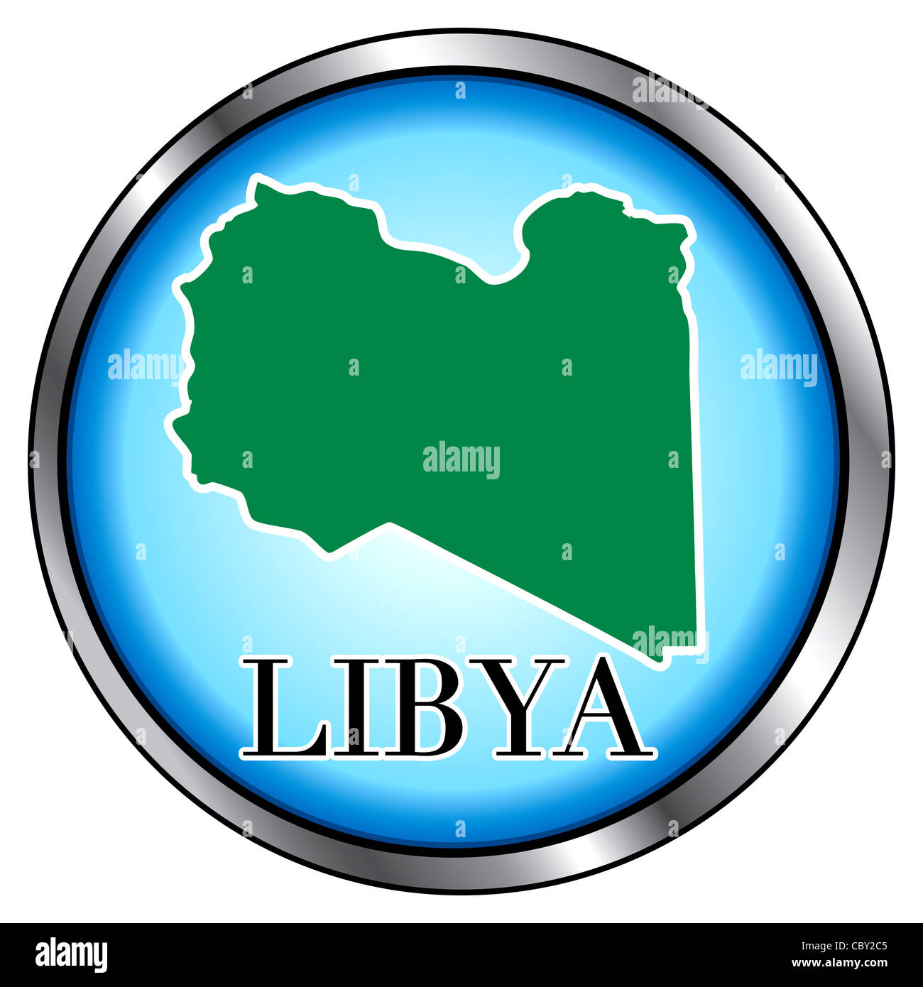 Illustrazione Vettoriale per la Libia, tasto rotondo. Foto Stock