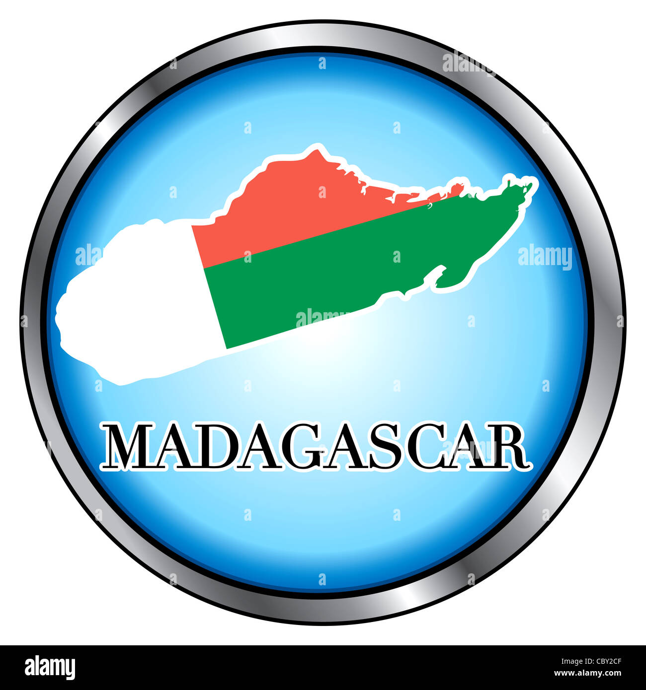Illustrazione di vettore per il Madagascar, tasto rotondo. Foto Stock
