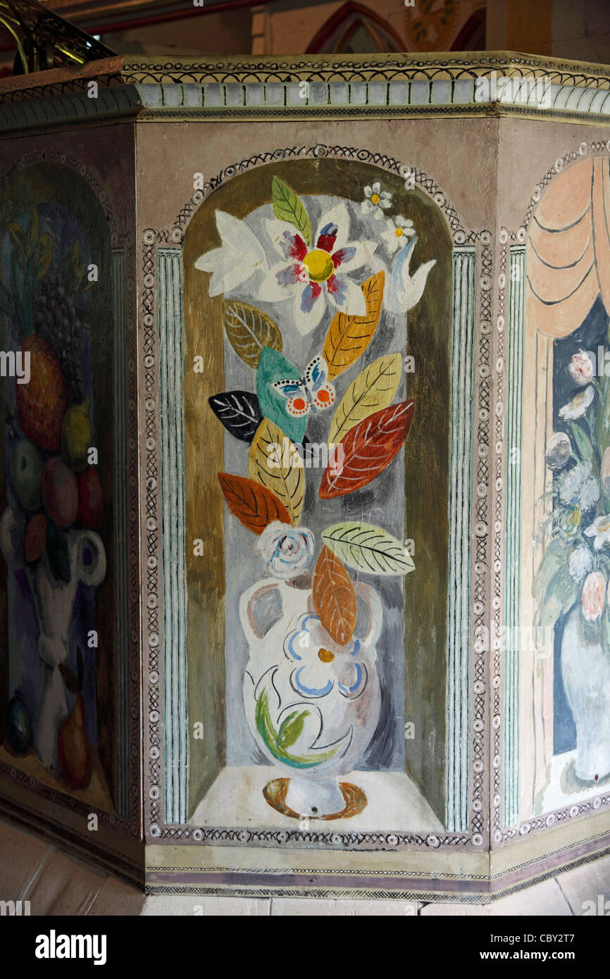 Dipinto di pulpito in Berwick Chiesa East Sussex Foto Stock