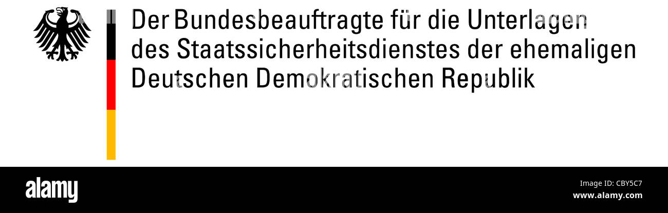 Il logo del rappresentante federale per i documenti dello stato del servizio di sicurezza dell'ex RDT a Berlino. Foto Stock