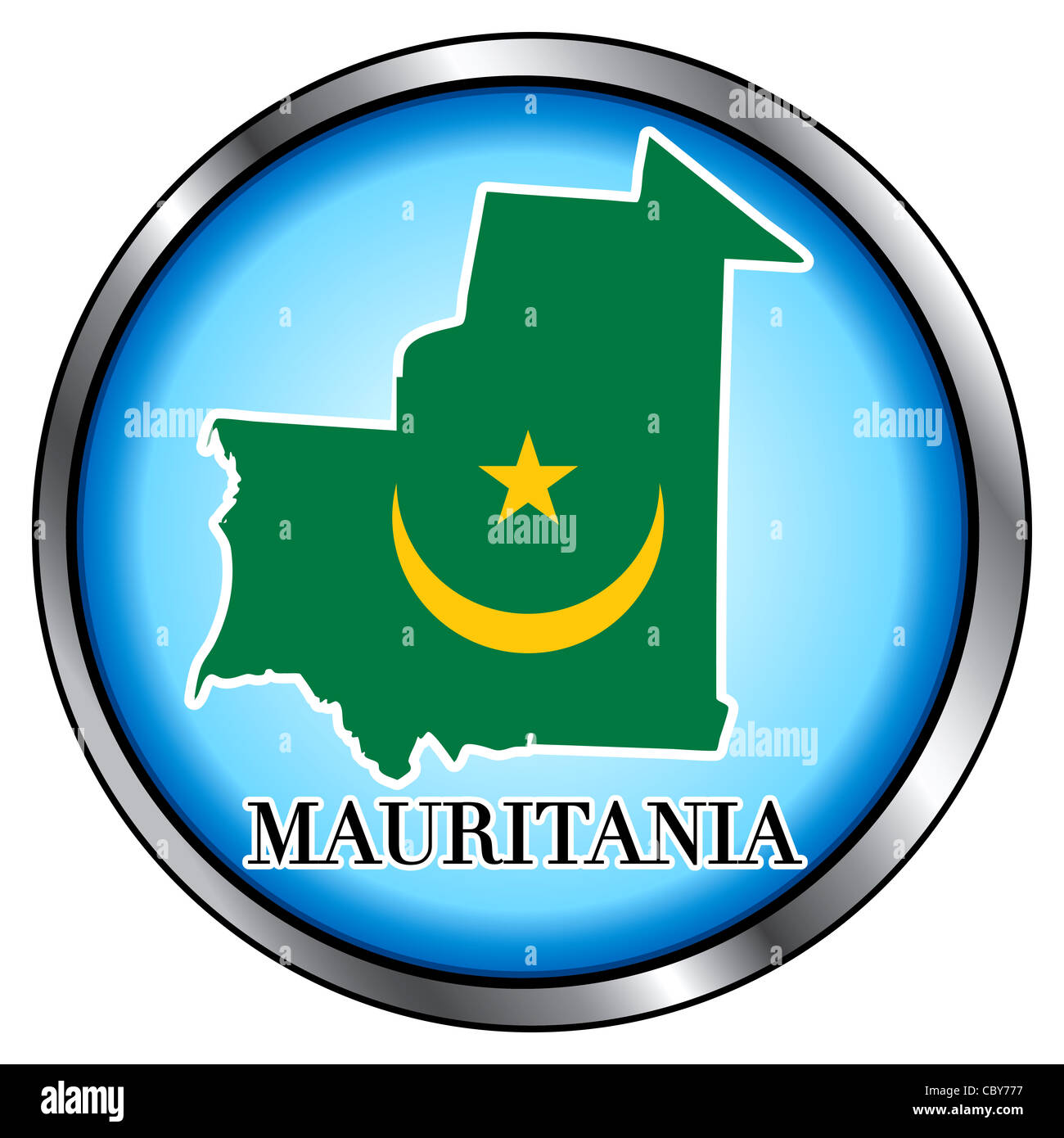 Illustrazione Vettoriale per la Mauritania, tasto rotondo. Foto Stock