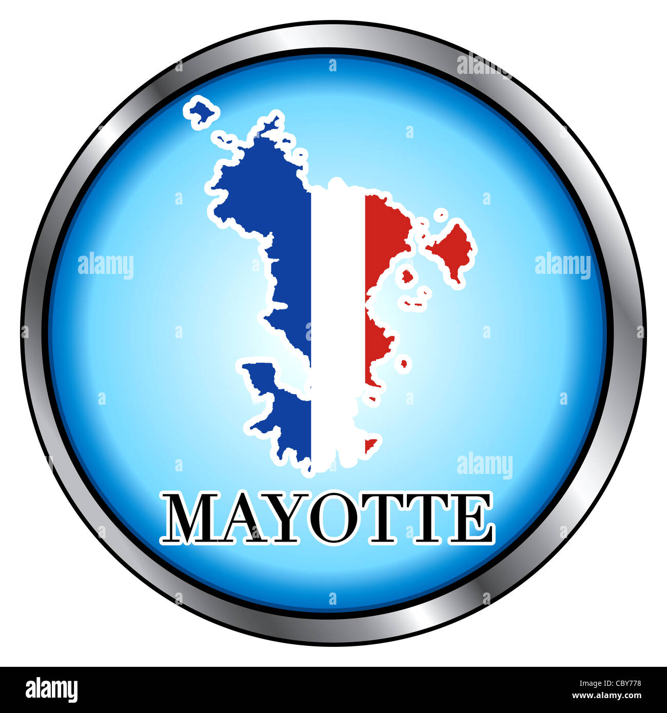 Illustrazione Vettoriale per Mayotte, tasto rotondo. Foto Stock