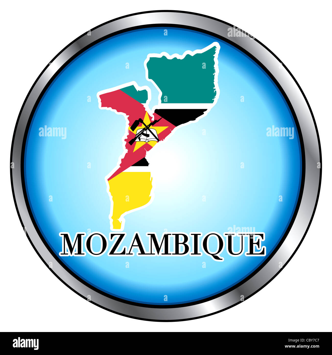 Illustrazione di vettore per il Mozambico, il tasto rotondo. Foto Stock