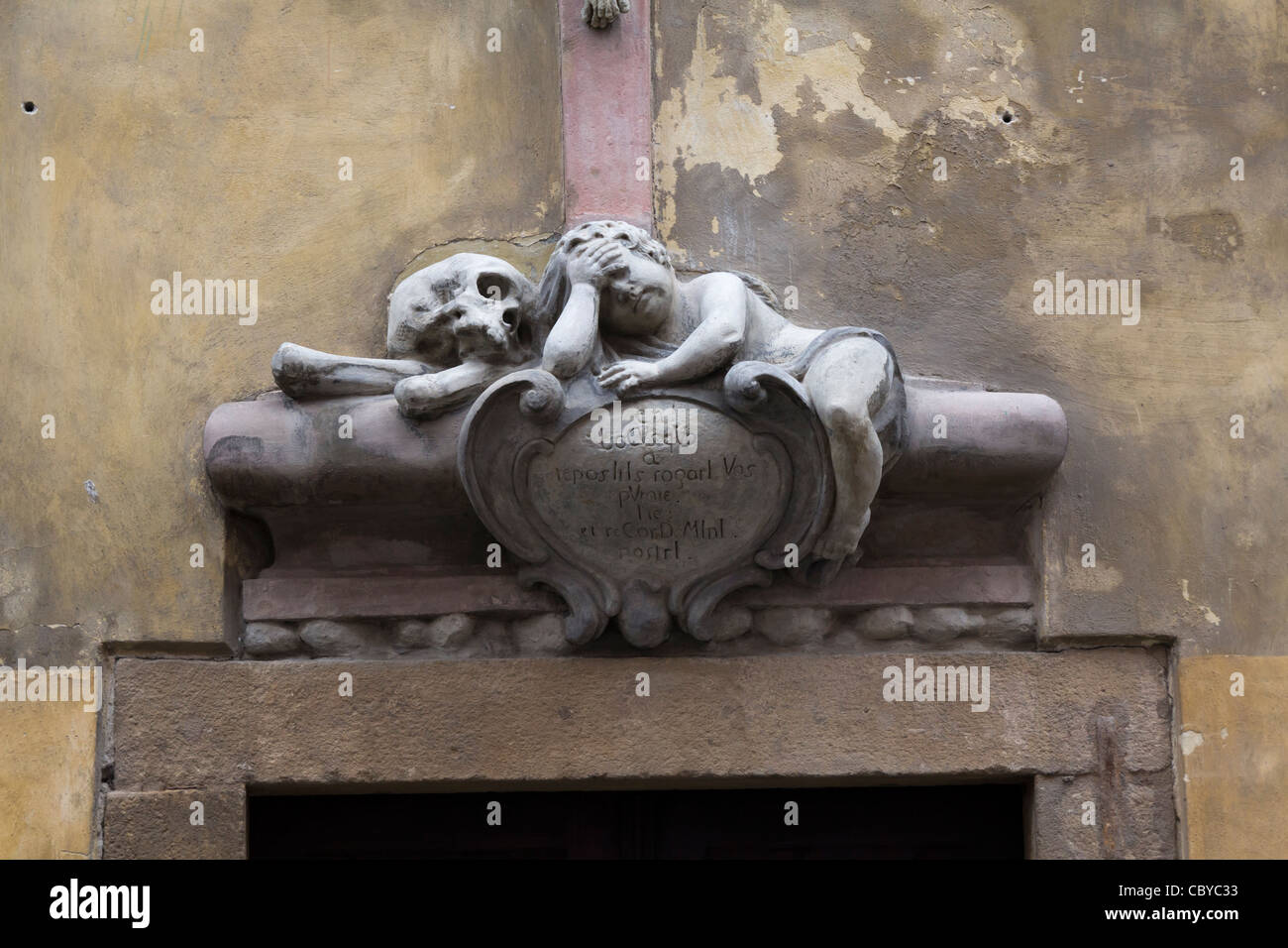 Dettaglio di seguito Cristo scultura nella Città Vecchia di Praga, Repubblica Ceca Foto Stock