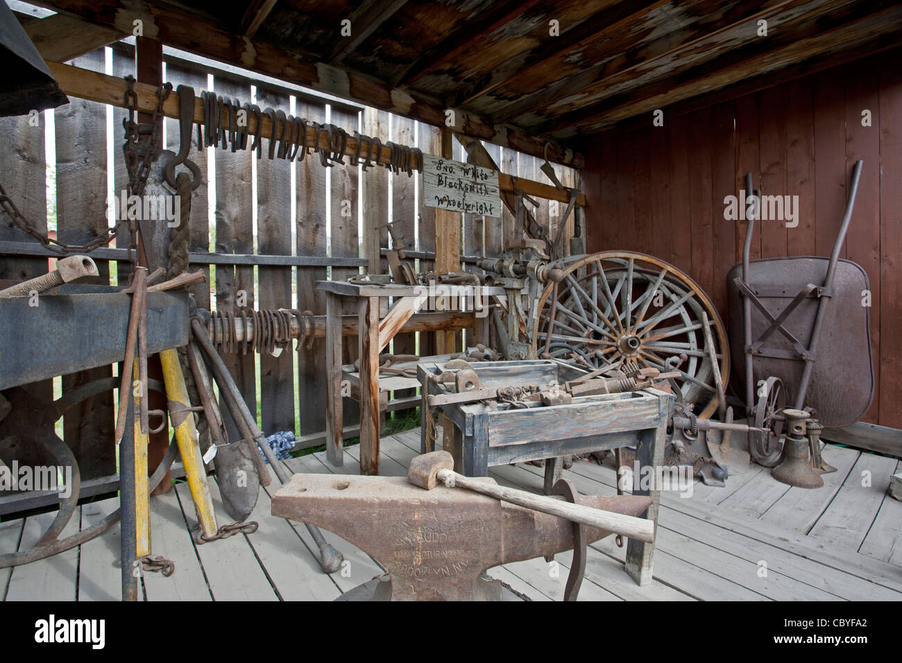 Negozio di fabbro ferraio. Museo MacBride. Whitehorse. Yukon. Canada Foto Stock