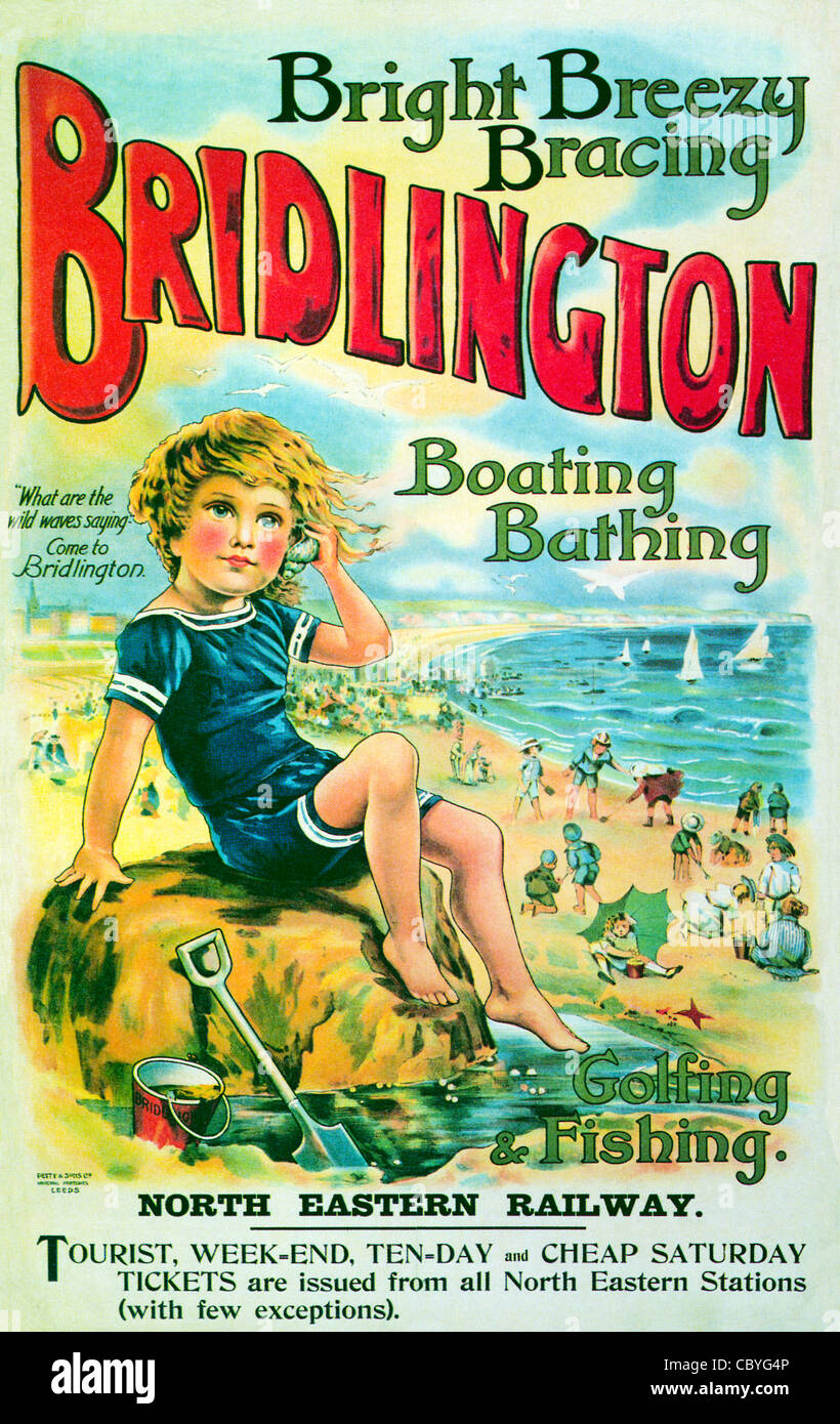 Bridlington, Rockpool, 1913 poster da Nord Est della ferrovia per il luminoso Breezy supporti antisismici Yorkshire resort Foto Stock