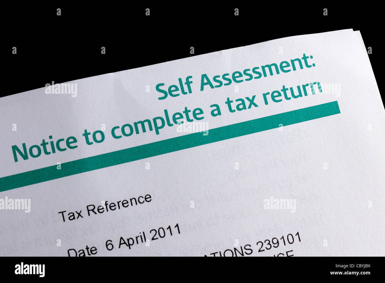 HMRC Self Assessment avviso per completare un ritorno fiscale Foto Stock