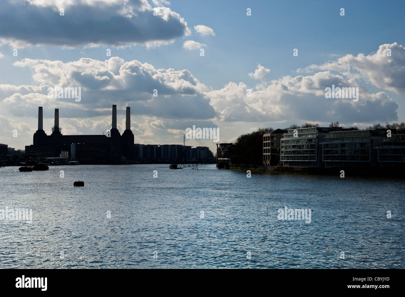 Battersea Power Station,fiume Tamigi,Londra,l'Inghilterra,uk,l'Europa Foto Stock