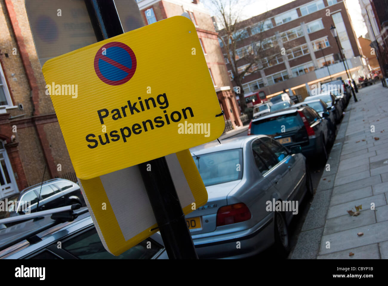 Parcheggio segno di sospensione, Londra Foto Stock