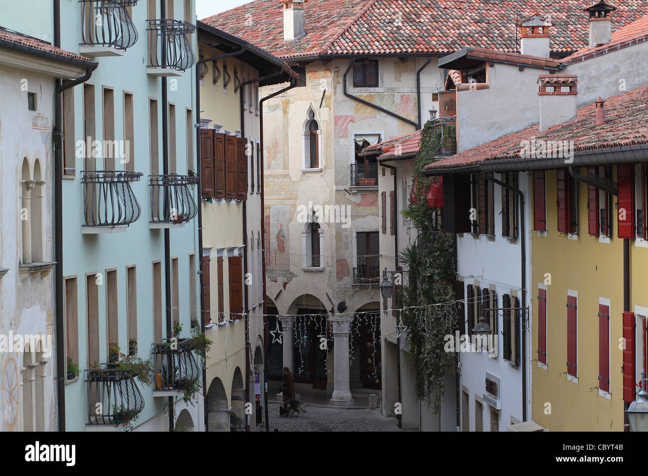Vista sul Palazzo Conte Monaco' situato in Corso Roma nel centro storico di Spilimbergo, Italia. Foto Stock