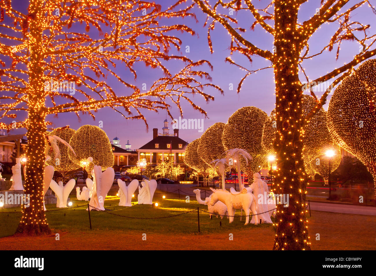 Le decorazioni di Natale e le luci a Opryland Hotel, Nashville Tennessee USA Foto Stock