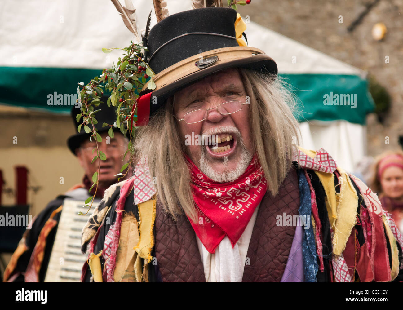 Membri del penny Plain Theatre Company Esecuzione 'Hardcastle Natale Capers' a Grassington. Foto Stock