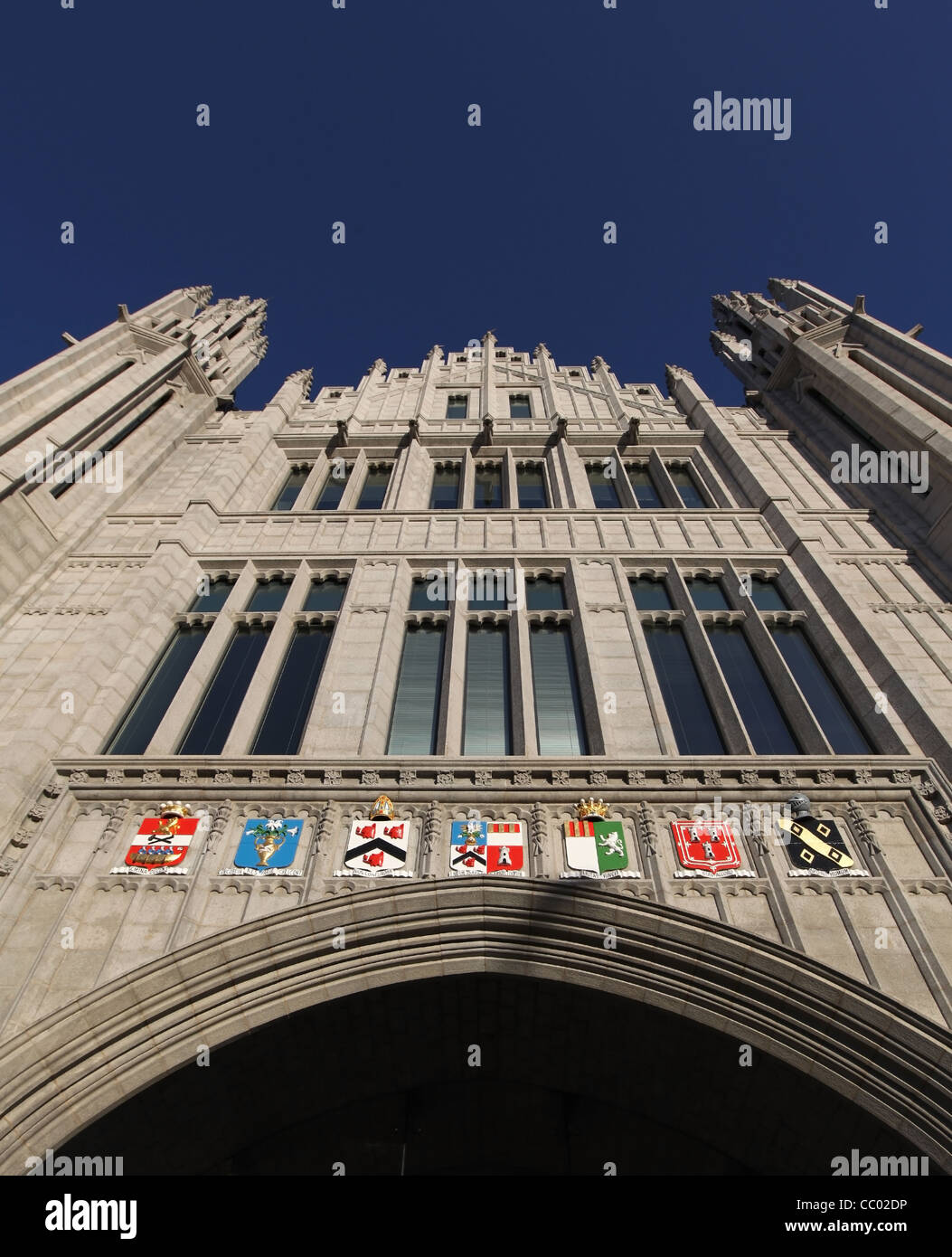 Rinnovato recentemente Marischal College, casa di Aberdeen City Council in Aberdeen City Centre, Scotland, Regno Unito Foto Stock