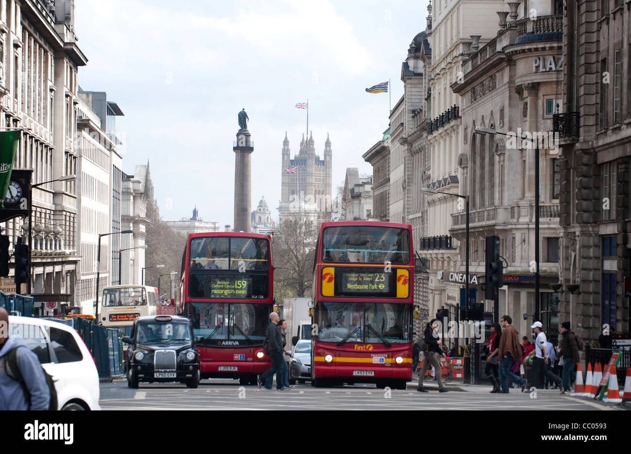 Il centro di Londra vista con autobus Foto Stock