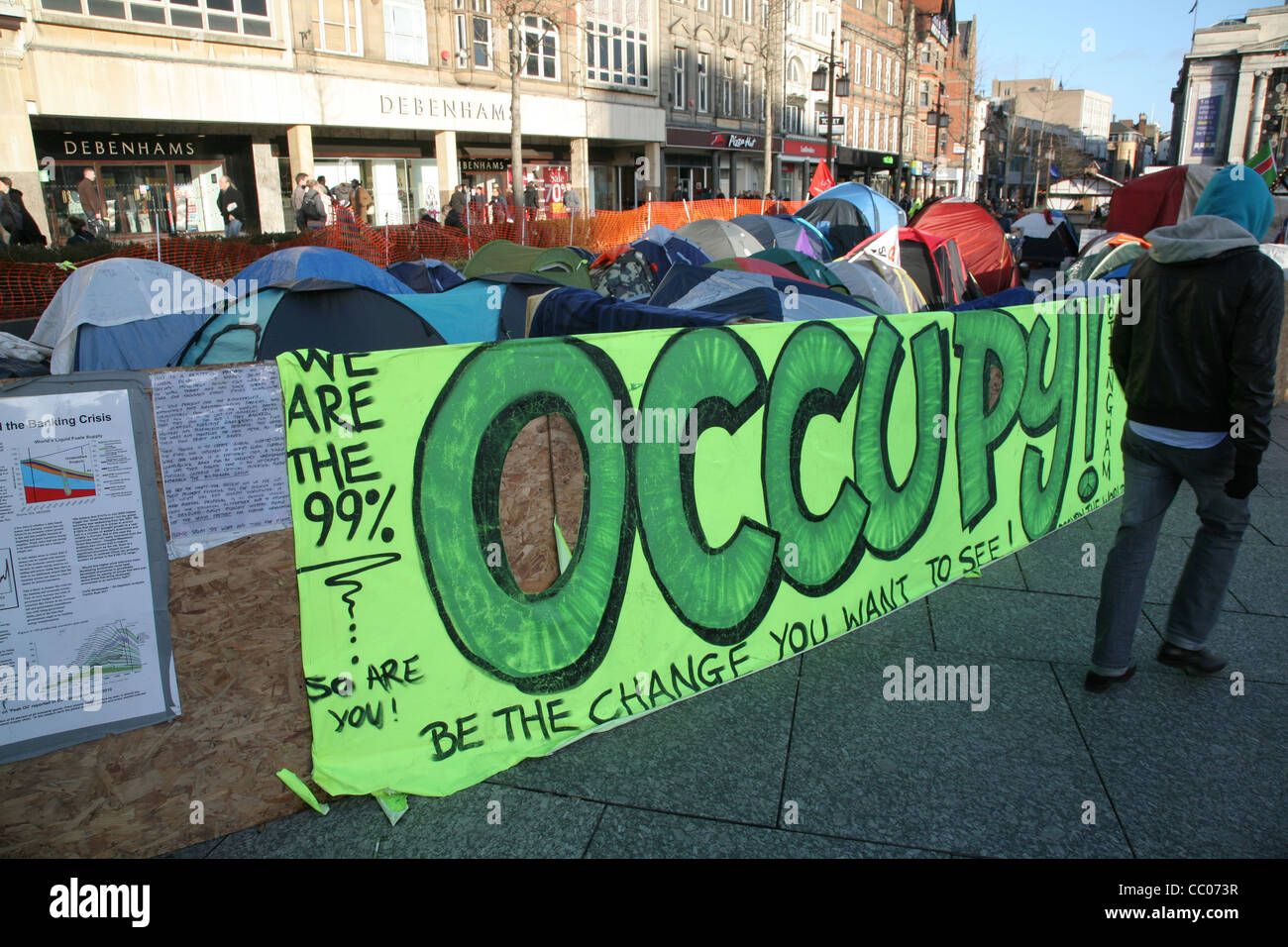 Occupare Nottingham protesta camp, Nottingham. Foto Stock