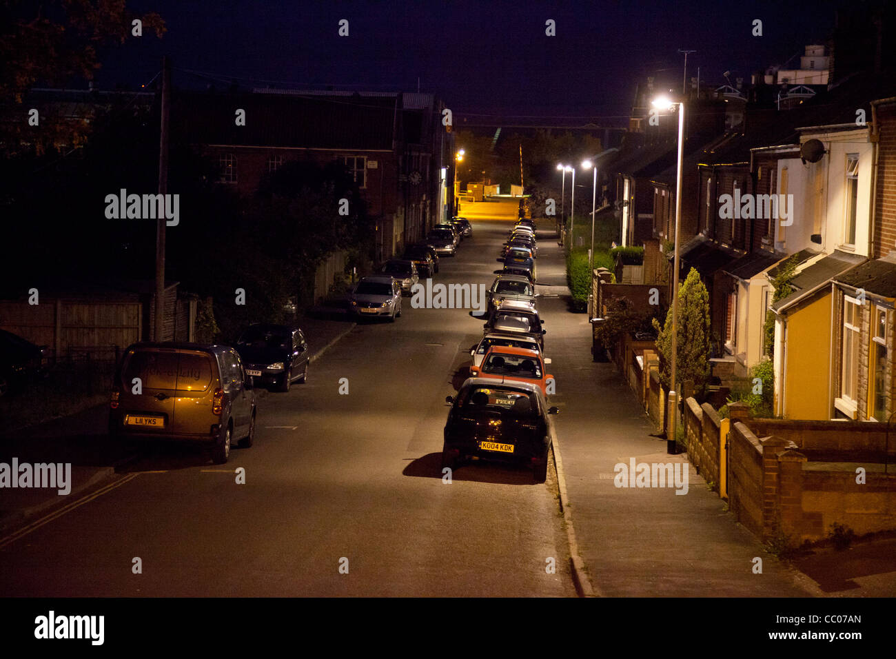 Strada di notte nel Regno Unito Foto Stock