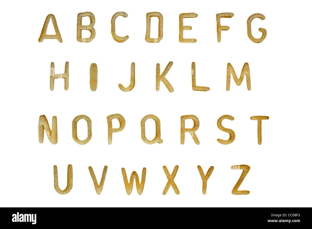 Minestrone di pasta font. Caratteri tipografici realizzati dal cibo dei  bambini Foto stock - Alamy
