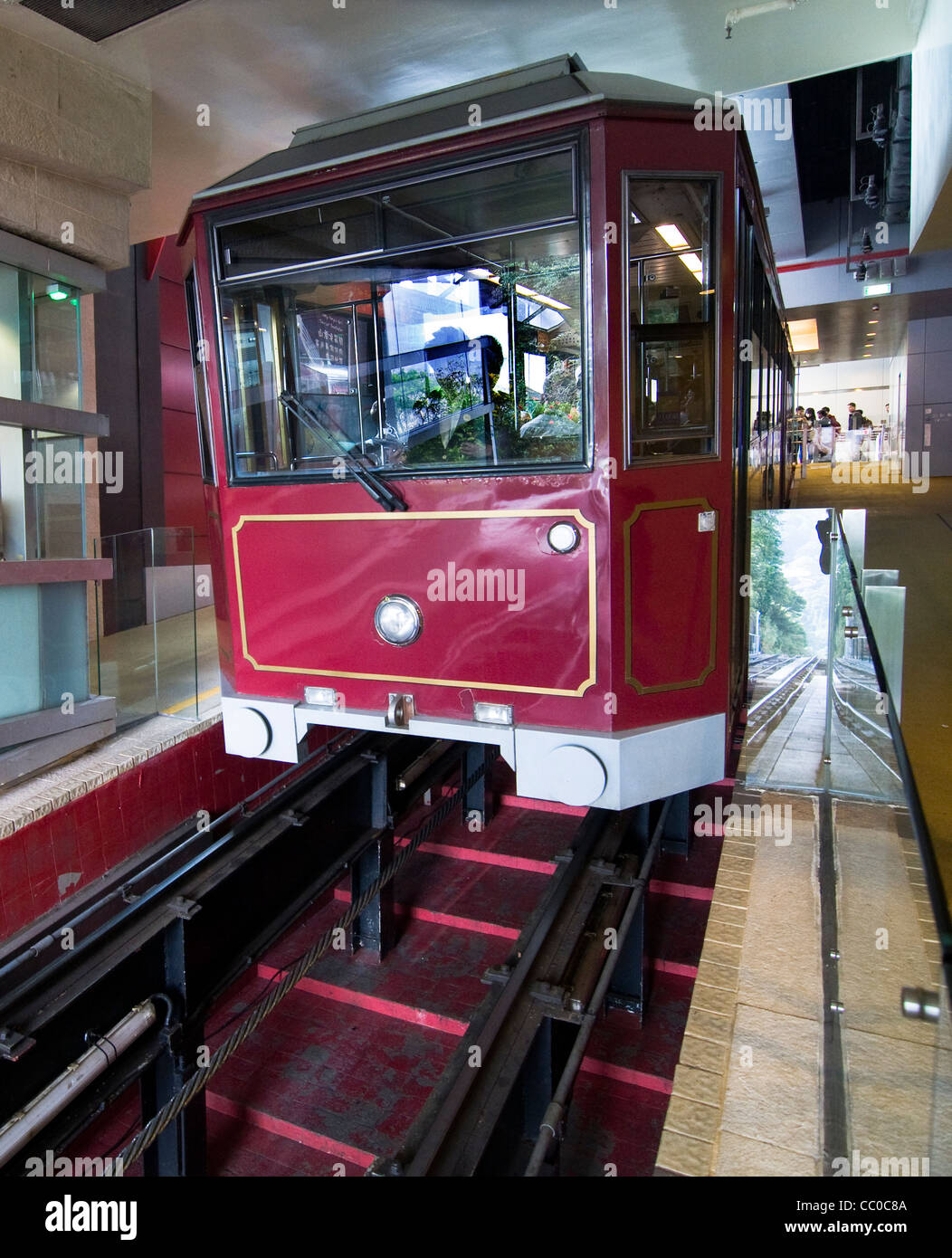 Il tram del picco di Hong Kong. Foto Stock