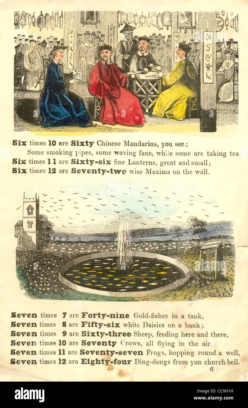 Pagina 6 da Grandmamma Easy's Merry Multiplication pubblicato da Dean & Son 1845 Foto Stock