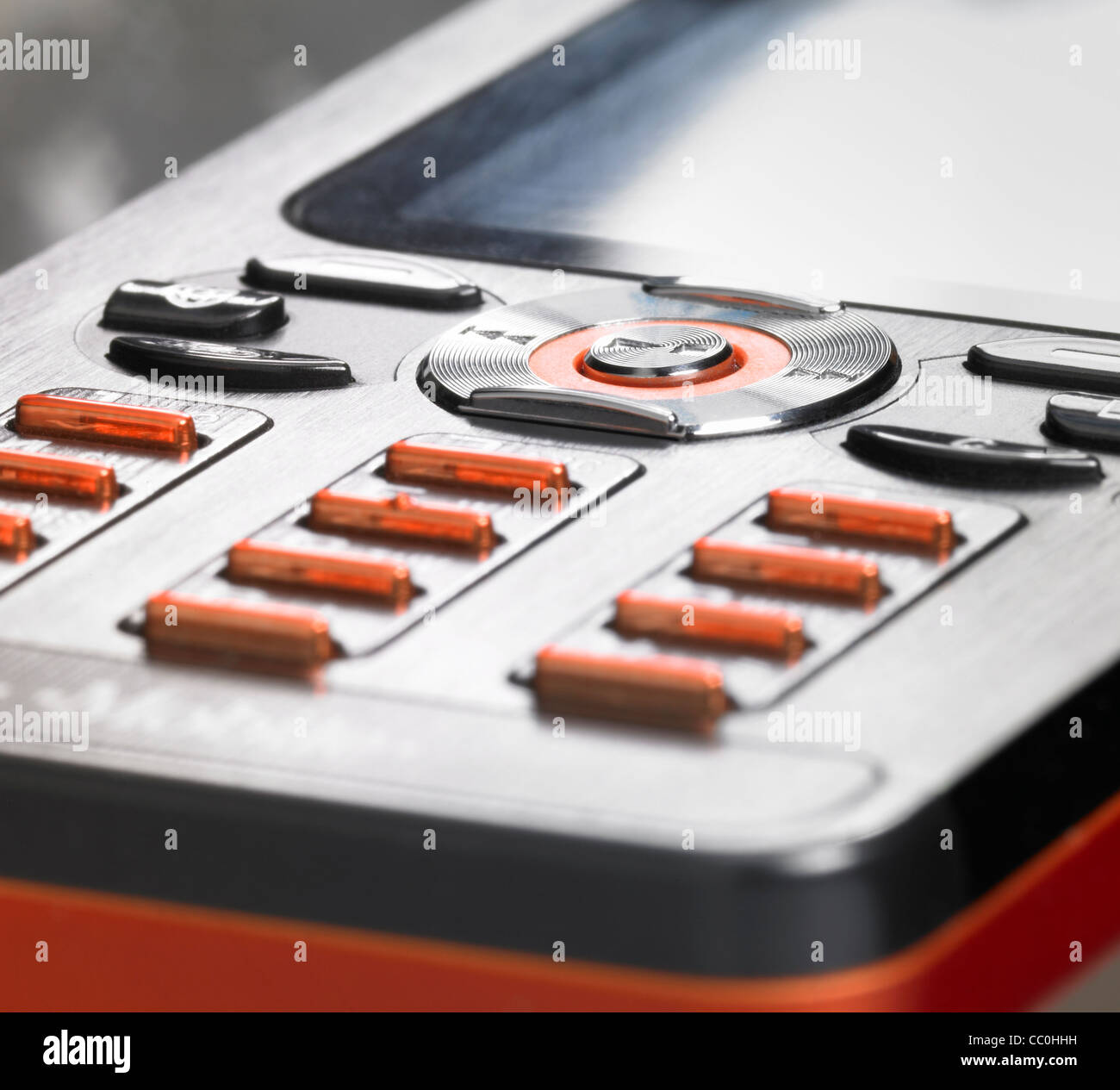 Angolazione che mostra il dettaglio di un telefono cellulare Foto Stock