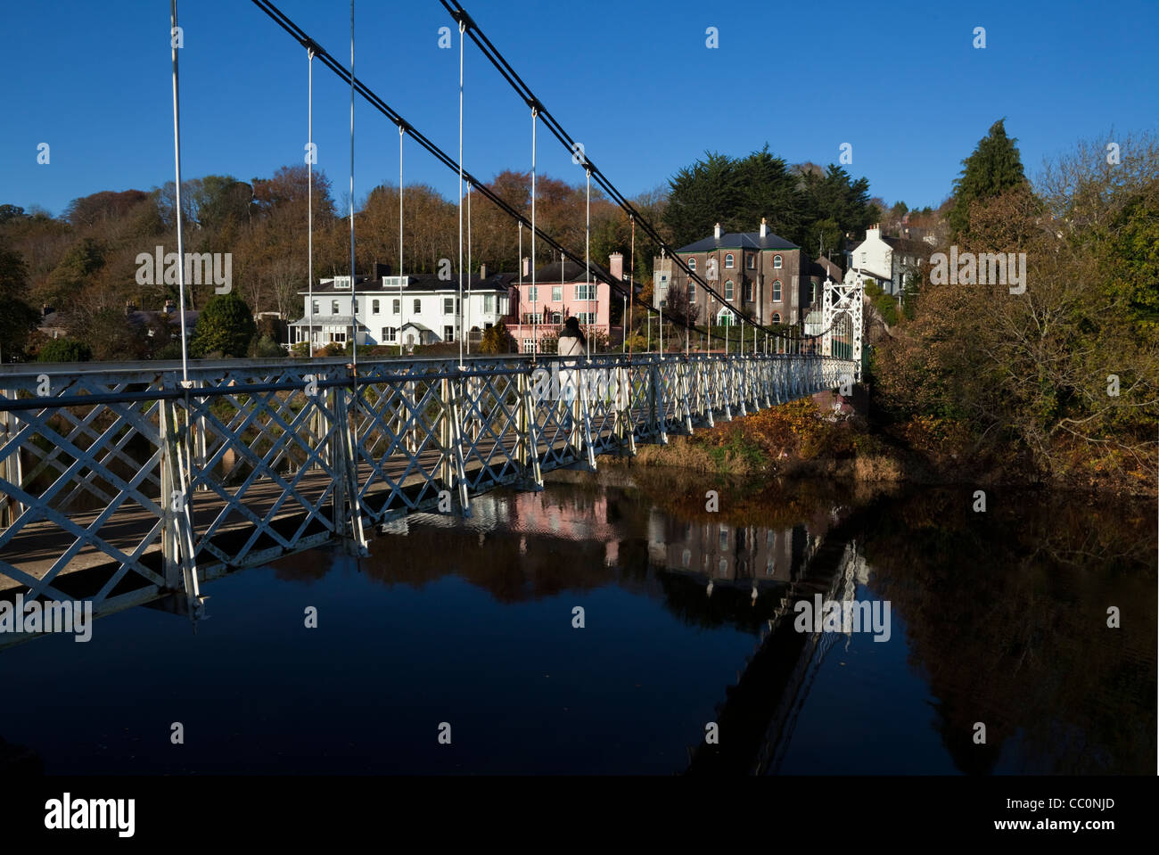 Il Daly di sospensione ponte 1927 oltre il Fiume Lee, unisce la domenica ben al Mardyke, la città di Cork, Irlanda. Foto Stock