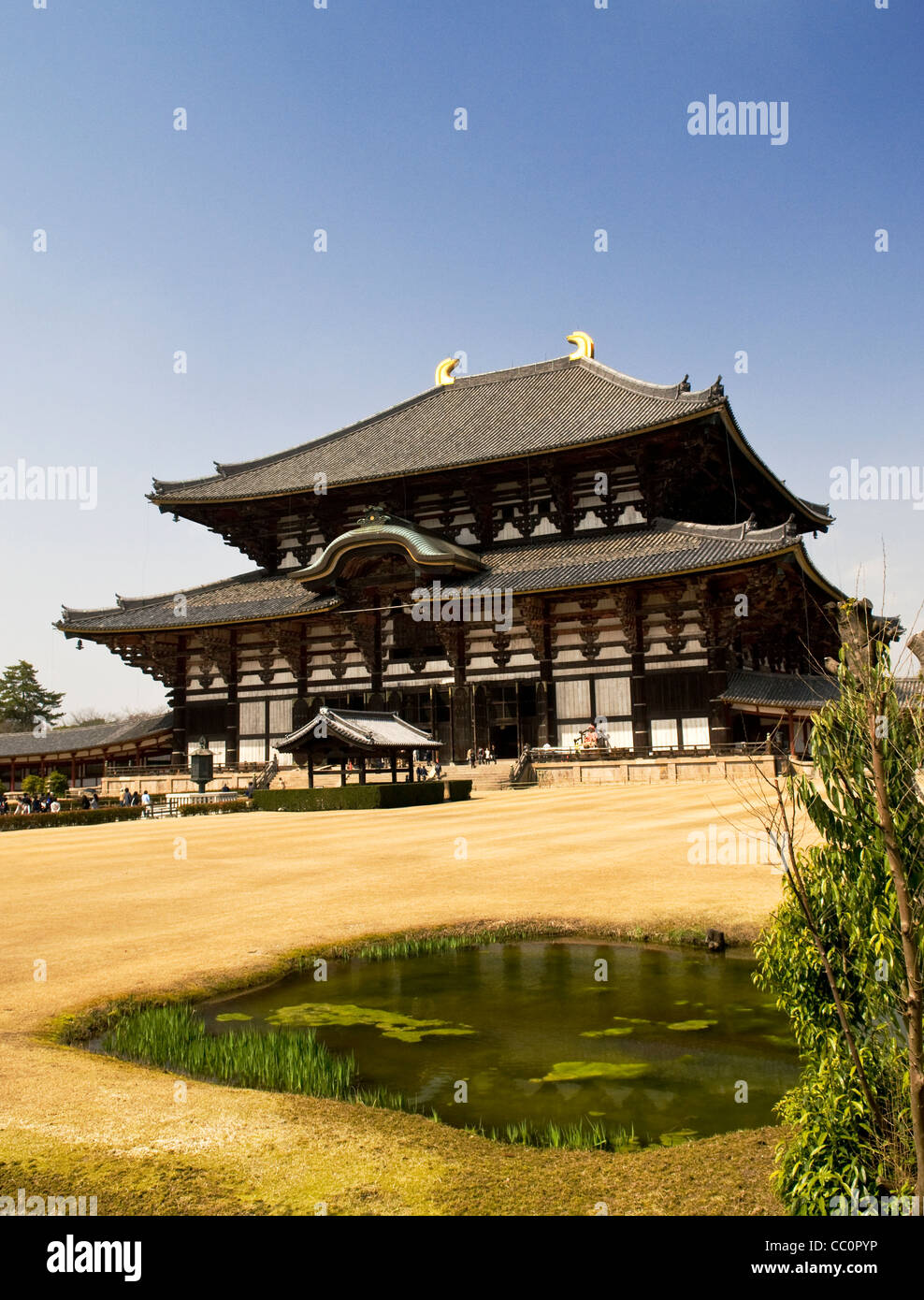 Il Daibutsu-den Hall - il più grande edificio di legno nel mondo e parte del Tempio di Todai-ji tempio complesso a Nara, Giappone. Foto Stock