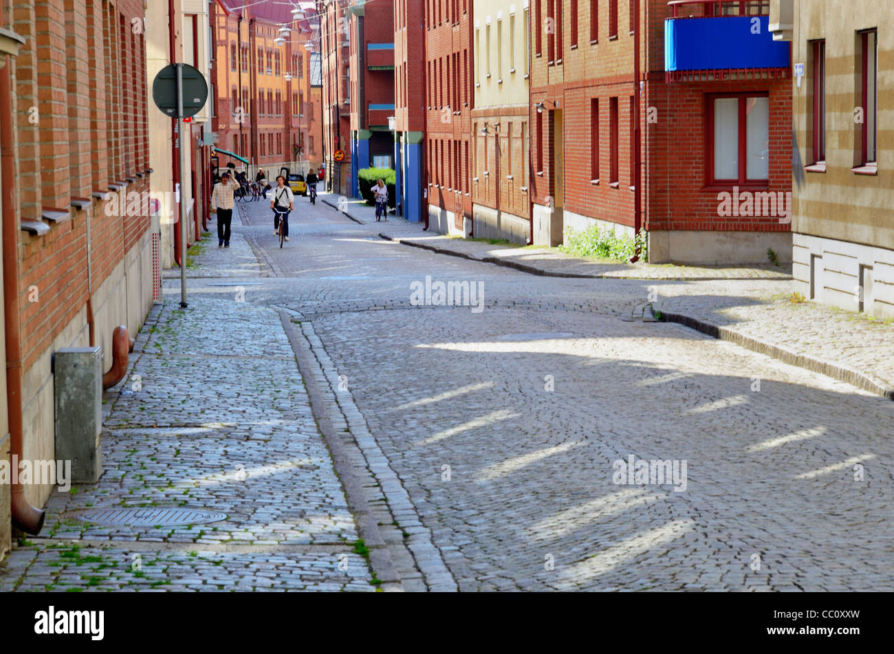 Una strada della città vecchia di Goteborg Foto Stock