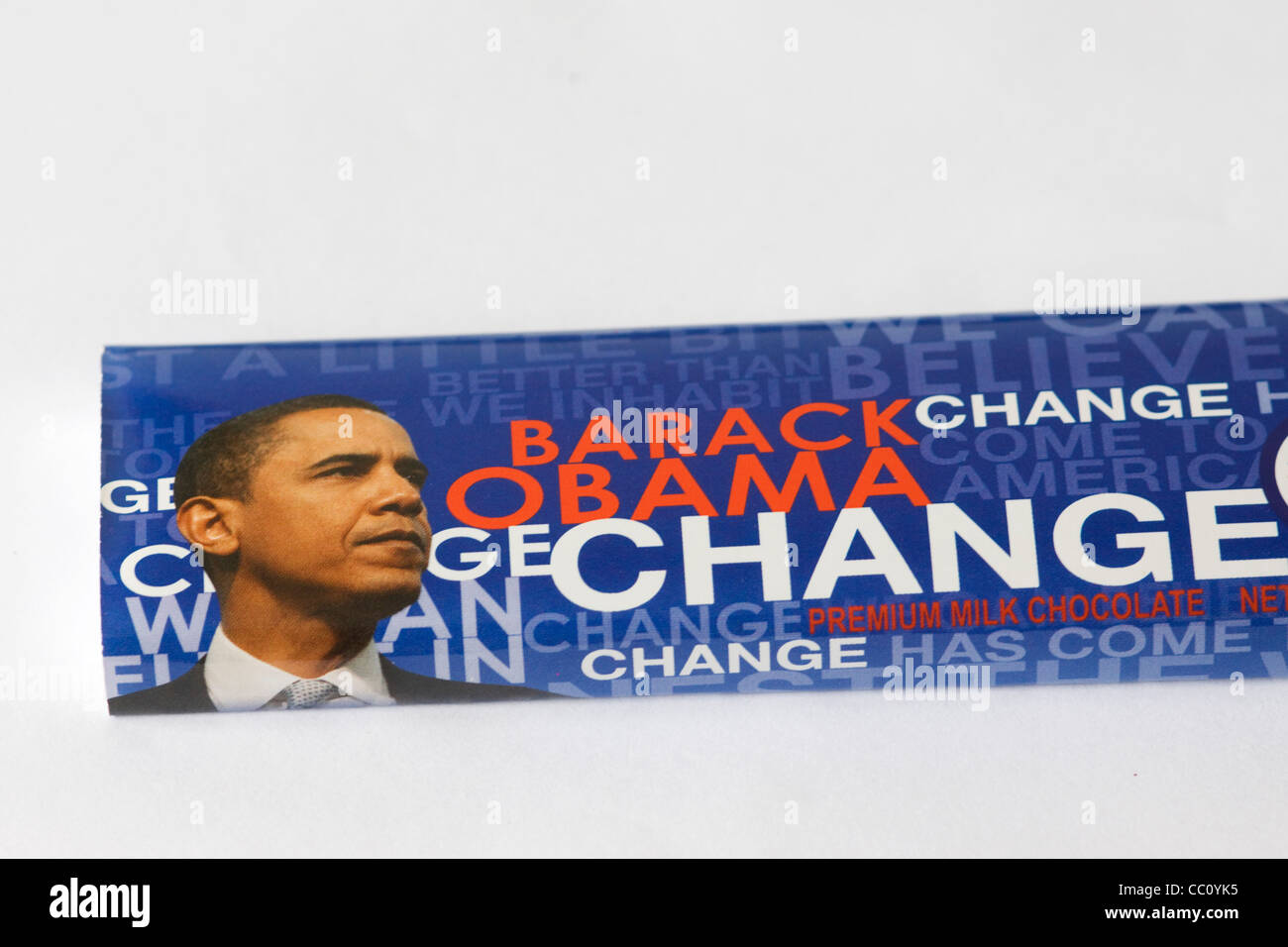 Barack Obama cambiare barrette di cioccolato campagna politica in esecuzione per il Presidente degli Stati Uniti d'America Foto Stock