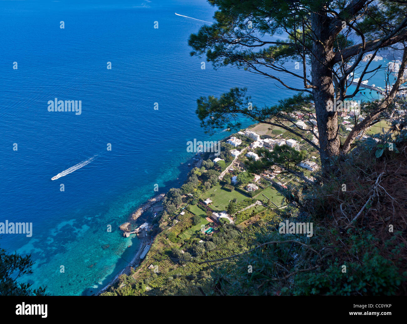 Anacapri Capri, isola di Campania Italia Vista sul Porto (Marina Grande) Foto Stock